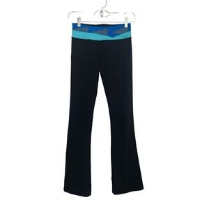 Ivivva by Lululemon Black Yoga Pants Athletic‎ Blue Geometric Bootcut Girls 12